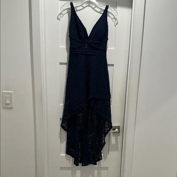 Laundry By Shelli Segal Blue High-Low Lace Dress